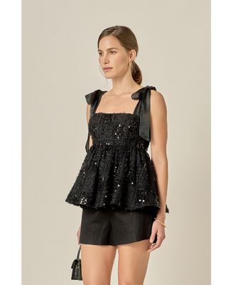 Women's Sequins Bow Top
