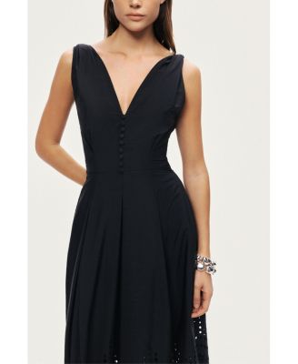 Women's Sleeveless Embroidered Midi Dress