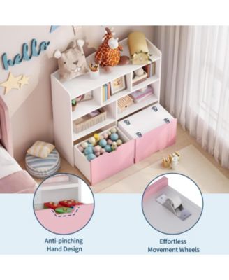 Toy Storage Organizer Bookshelf, 5 Storage Cubbies and 2 Drawers, Kids Toy Chest for Bedroom, Playroom