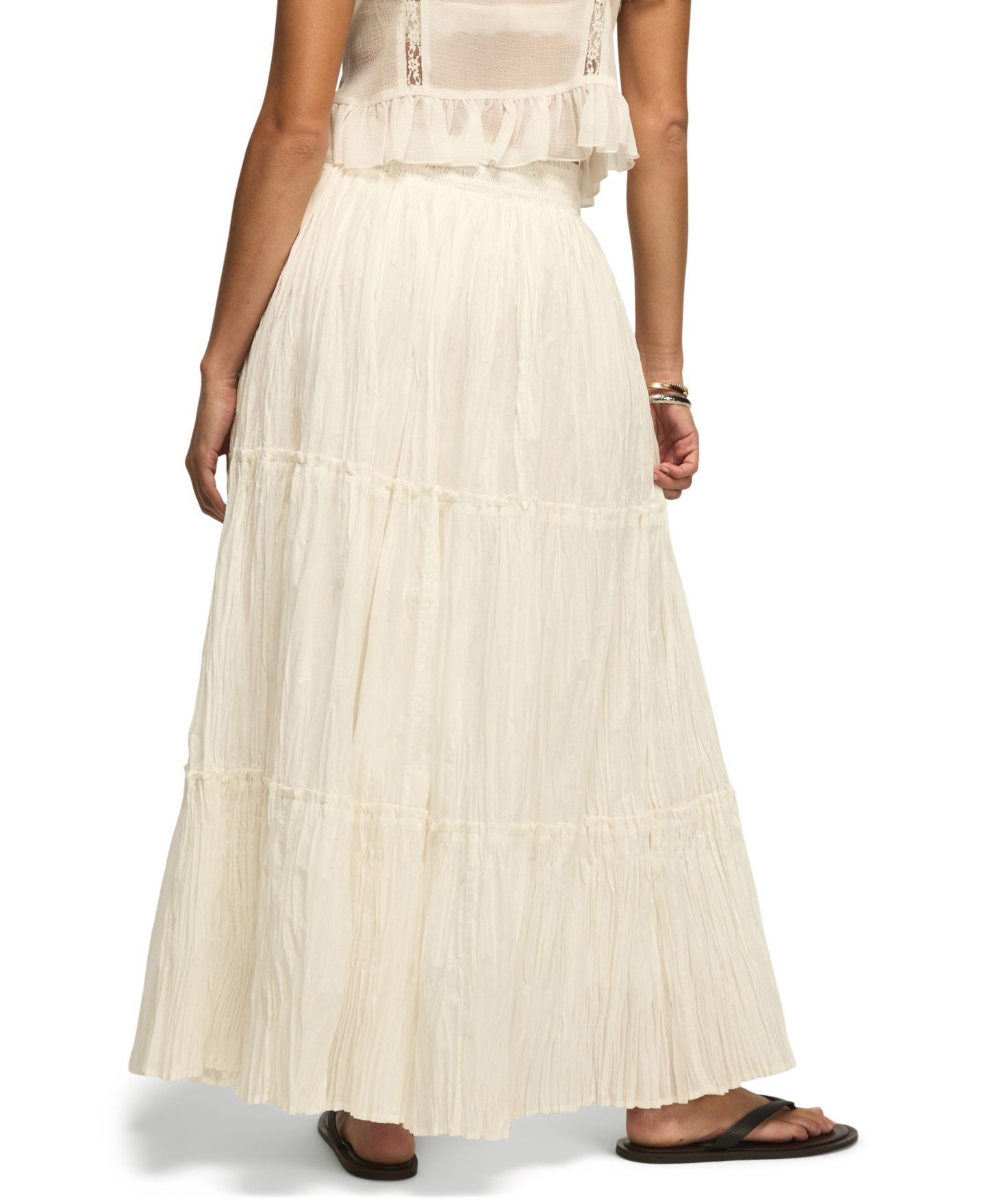 Женская юбка Lucky Brand Tiered Broomstick Pull-On Maxi, цвет: Яркий белый — фото 5