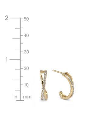 Clear Crystal Criss Cross Hoop Set in Silver Plate and Gold Plate