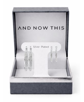 Clear Crystal C Hoop & Click Top Hoop Earring Set in Gold Plate or Silver Plate