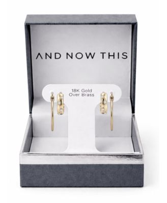 Gold Plated Crystal Stone Duo Hoop Set Earrings