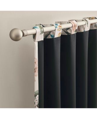 Claudette Vintage Floral Magnetic Closure Blackout Back Tab Curtain Panel Pair