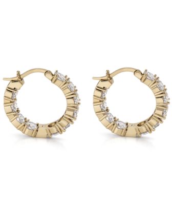 Cubic Zirconia Inside Outside Hoop Earring