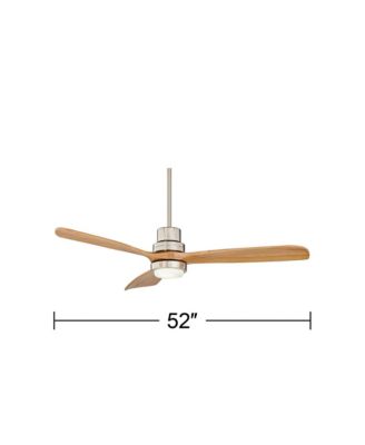 52" Delta-Wing DC Modern 3 Blade Indoor Ceiling Fan with LED Light Remote Control Brushed Nickel Natural Solid Wood for Living Room Kitchen