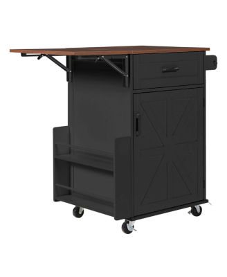  Farmhouse Kitchen Island Drop Leaf, Storage