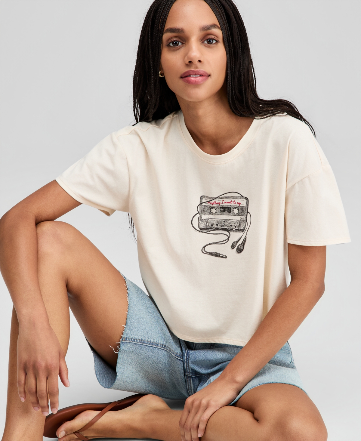 And Now This Women's Cassette Tape Graphic T-Shirt, Macy's Exclusive