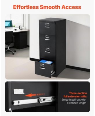 4 Drawer File Cabinet with Lock, Metal Vertical Filing Storage Cabinets for Home Office, Heavy