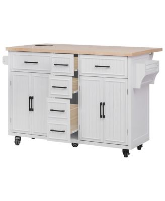 Rolling Kitchen Island Power, Storage, Drop Leaf
