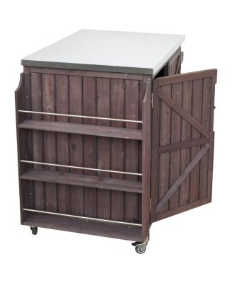  Outdoor Kitchen Island Side Shelf, Storage, SS Top, Wheels