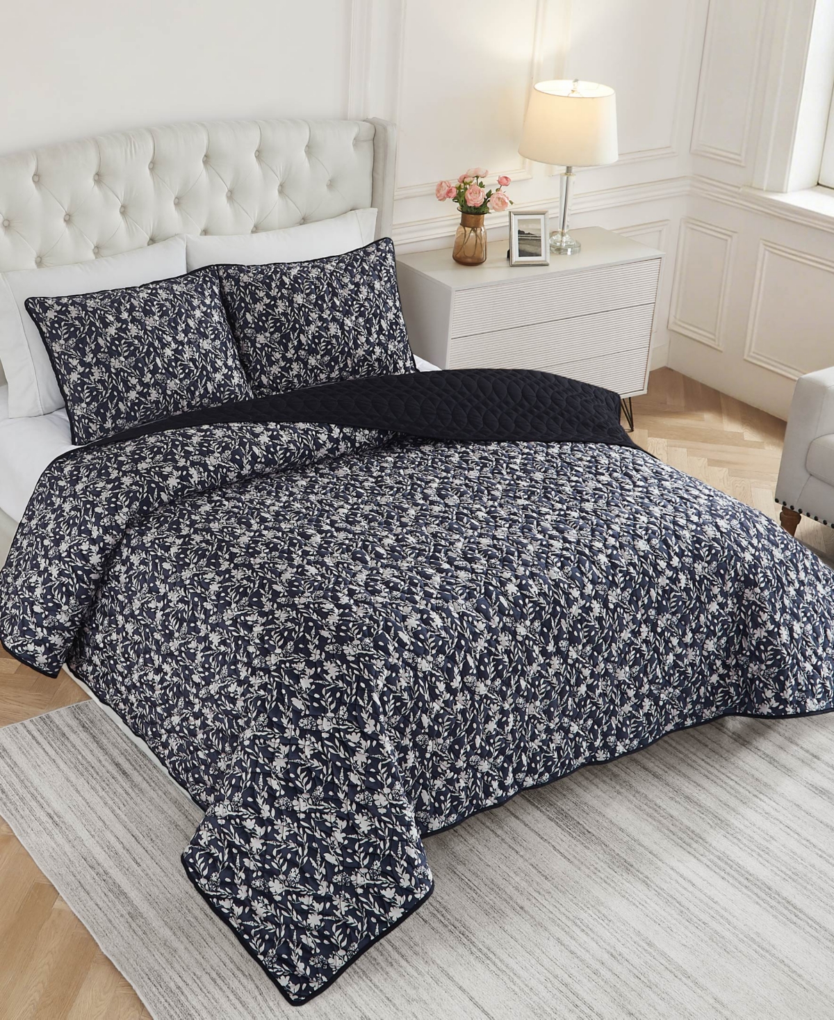 Bcbg Floral Vanna Velvet 3-Pc. Quilt Set, King