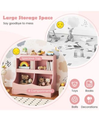 Toy Storage Organizer 4- Cubby Kids Bookcase for Toys and Books, 26.5" x 16" x 24.5"