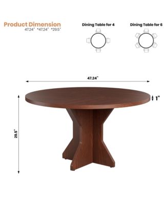 Space-Saving Modern Round Dining Table for 4-6, Sturdy Pedestal Base, Contemporary Furniture for Apartment, Living Room, Kitchen