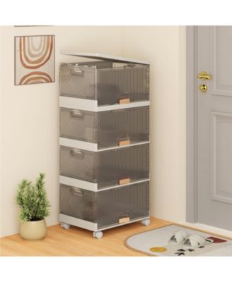 4-Cube Stackable Storage Bins with Detachable Wheels
