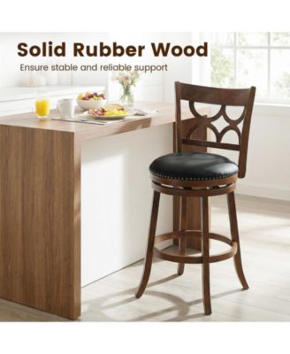 31'' Bar Height Stools Set of 4 w/Rubber Wood Frame Upholstered Seat and Footrest