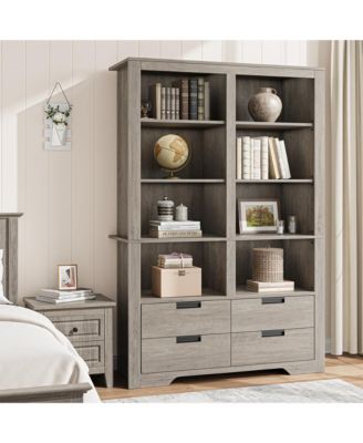72 Inch Tall Bookcase, Bookcase and Bookshelves with Storage, Large Freestanding Display Storage Shelves