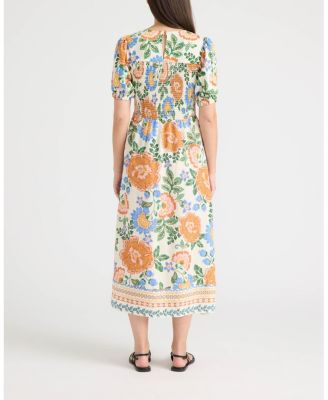 Women's Puff-Sleeve Midi Dress