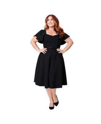 Plus Size Flutter Sleeve Swing Dress