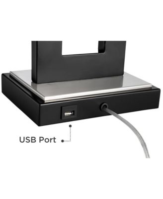 Neil 26" Rectangular Rustic Modern Table Lamps with USB Port And Pull Chain, Set of 2