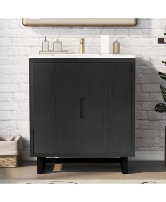 30" Bathroom Vanity Set with Sink, Bathroom Storage Cabinet with Solid Wood Frame