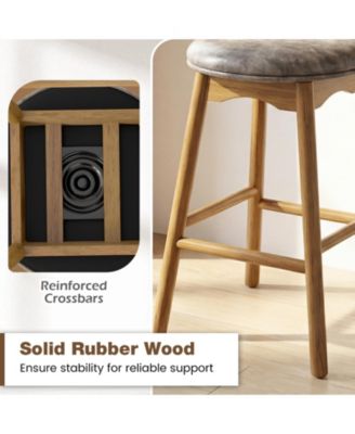 25'' Swivel Counter Height Barstools Set of 4 w/Solid Wood Legs and Footrests