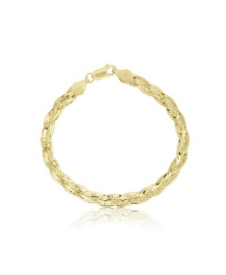 Braided Herringbone Bracelet 14K Gold-Plated Sterling Silver