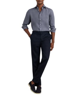 Men's Linen Cutaway Collar Regular Fit Shirt