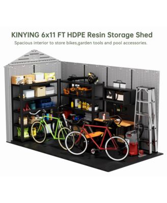 Durable Resin Outdoor Storage Shed With Floor And Double Doors