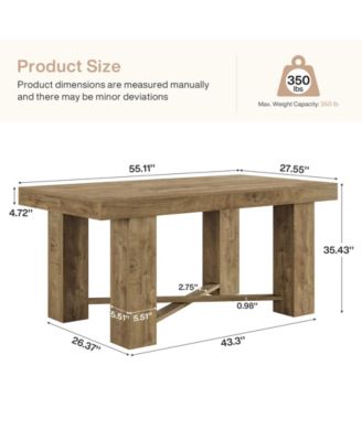 55" Farmhouse Bar Table, Rectangular Counter Height Table, Modern Wooden Home Bar Furniture