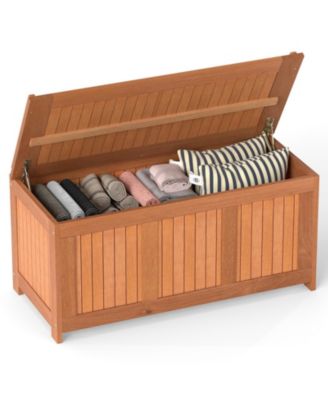 58-Gallon 3-in-1 Patio Solid Wood Deck Box with Flip-Top Lid