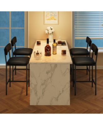 Set of 4 Steel-Leg Padded High-Back Dining Chairs and Bar Stools