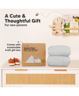 Mini Crib Sheets for Baby Girls, Boys, 2-Pack Soothe Pack and Play Sheets Fitted, Pack N Play Mattress Sheet