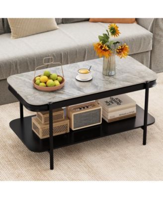 2 Tier Coffee Table Rectangular Sintered Stone Top