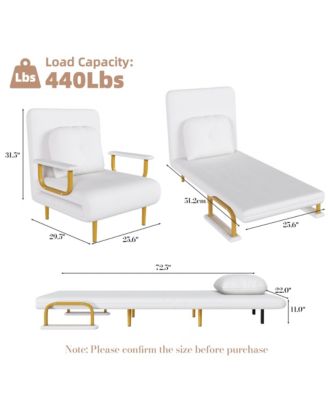 Folding Sofa Bed, 3-in-1 Convertible Chair with Pillow and 5-Position Adjustable Backrest, Space-Saving Sleeper for Living Room, Bedroom