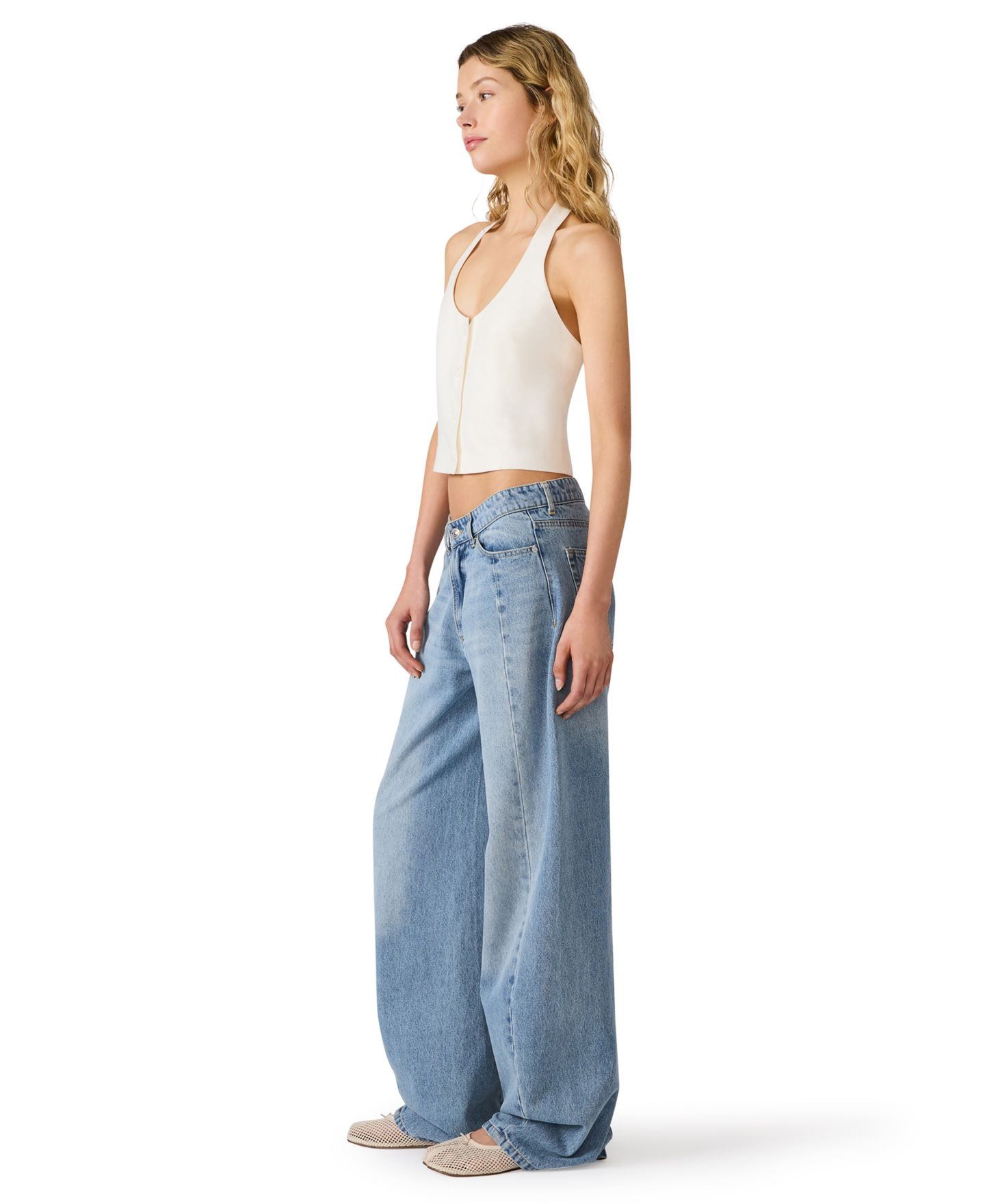 Женский жилет Steve Madden Cropped Linen Blend, цвет: Облачный — фото 3