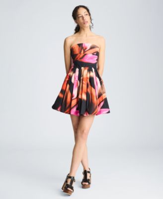 Women's Printed Strapless Mini Dress
