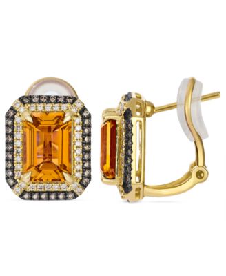 Deep Sea Blue Topaz (5 ct. t.w.) & Diamond (5/8 ct. t.w.) Post/Clip-On Convertible Button Earrings in 14k Rose Gold