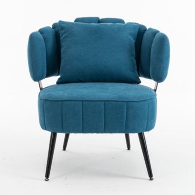 Chenille Barrel Accent Chair with Pocket Coil Cushion and Scalloped Back, Stylish Upholstered Seating for Living Room and Reading Nook