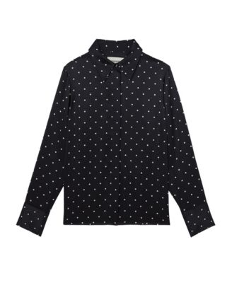 Women's Silk-Satin Polka-Dot Shirt