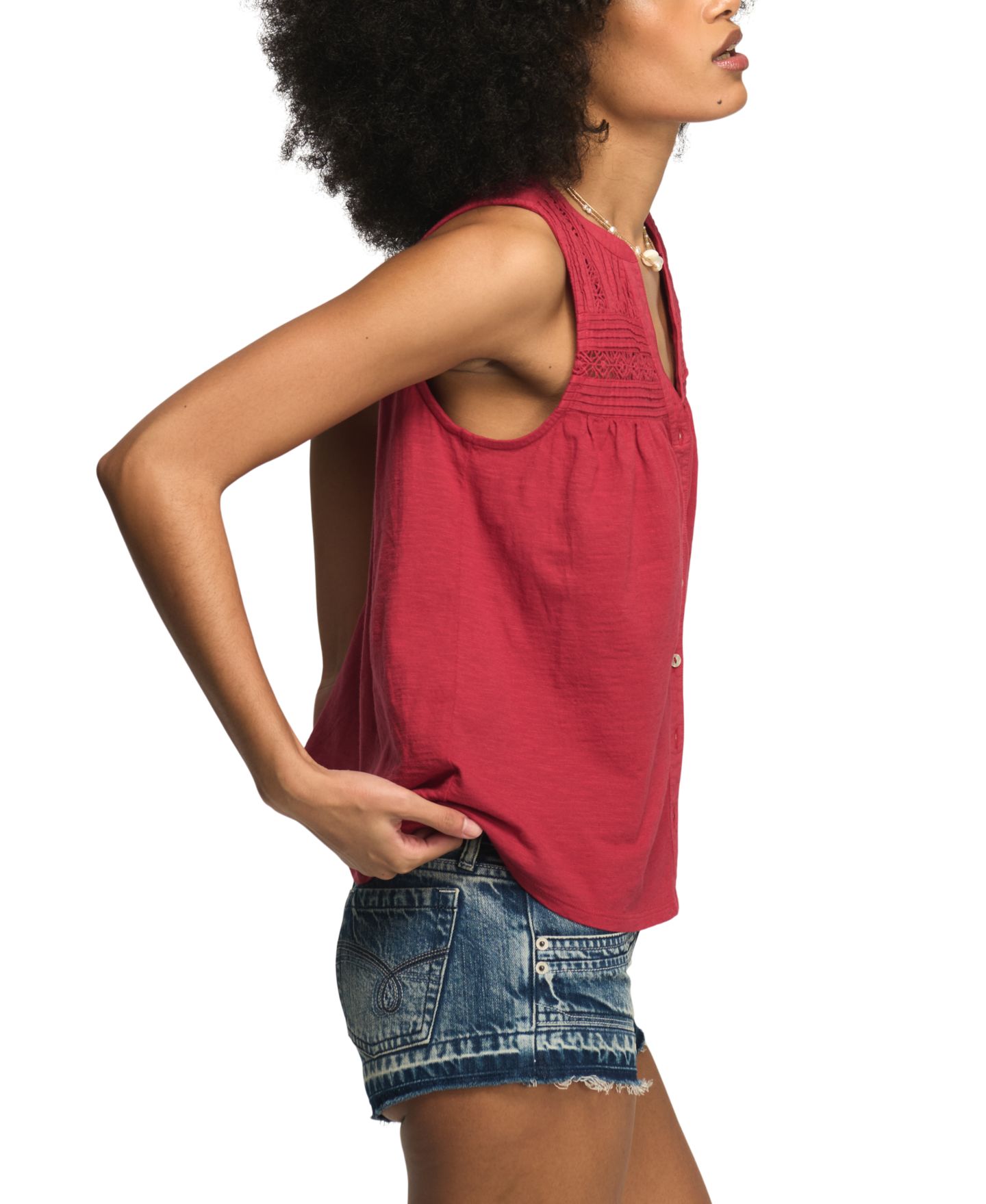 Женский топ Lucky Brand V-Neck Sleeveless Top, цвет: Глубокий бордово-красный — фото 3
