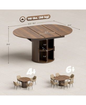 Extendable Dining Table, 60" Oval Kitchen Table for 6