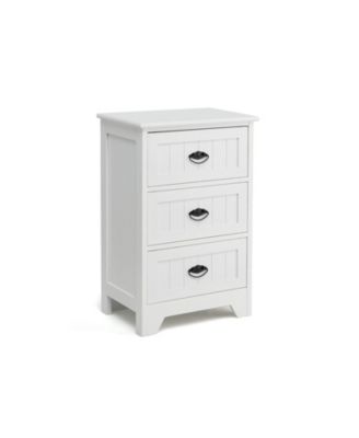 3 Drawers End Storage Wood Side Nightstand