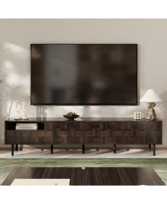 TV Stand for TVs , Modern Entertainment Center, Media Console with Drawer, Storage Cabinets and Open Shelf for Living Room