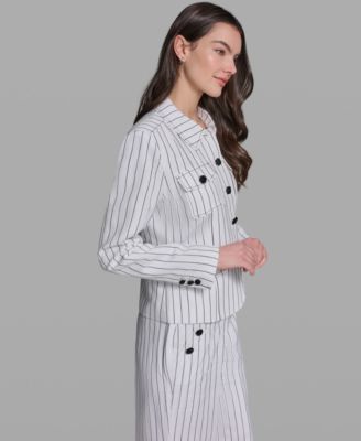 Women's Striped Collared Jacket