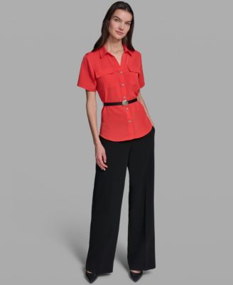 Women's Belted Short-Sleeve Top