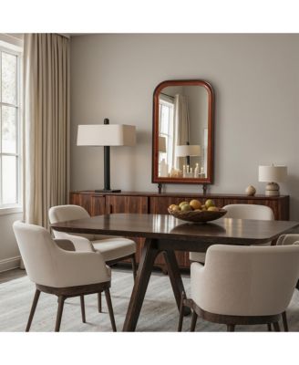 Modern 43.3" Tall Rounded Rectangle Wall Mirror with Pine Wood Frame