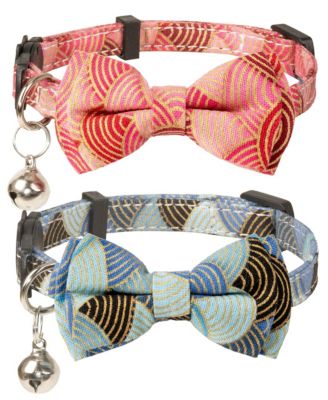 Breakaway Cat Collar with Bell Detachable Bowtie Adjustable Safety for Small Pets