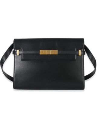 Black Calfskin Medium Manhattan Shoulder Bag