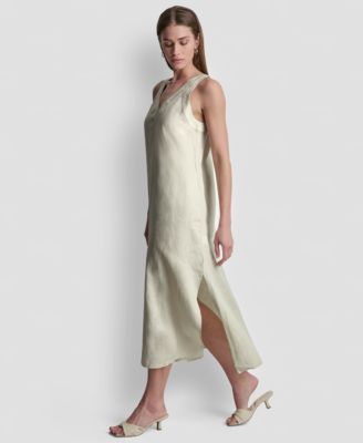 Linen V-Neck Maxi Dress